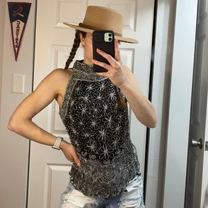 Laurence Kazar 100% Silk Vintage Beaded Top Size Medium